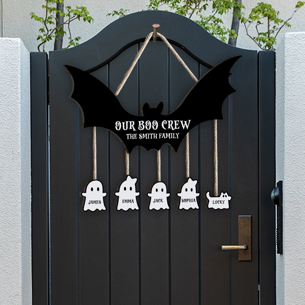 Unsere Boo Crew – Personalisiertes Familienschild aus Palettenholz