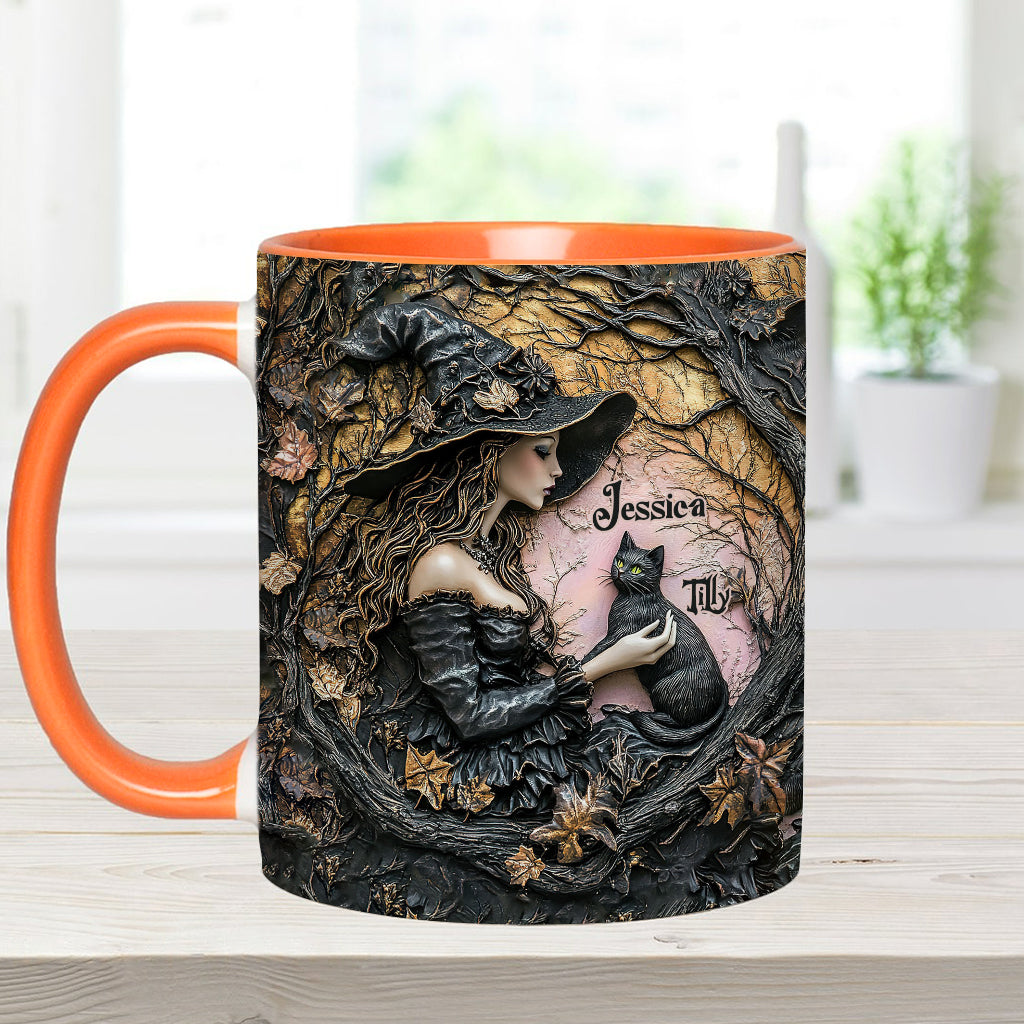 Eine Hexe und ihre schwarze Katze – Eine wunderschöne Sache – Personalisierte Tasse mit Hexenmotiv