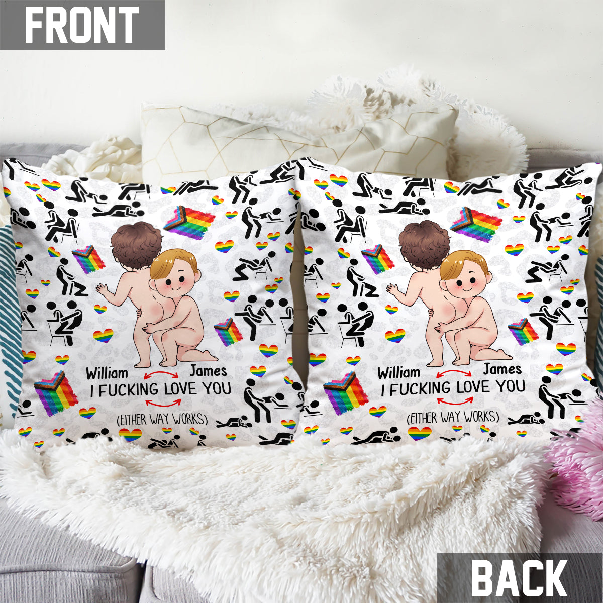 I Love You - Personalized LGBT Support Throw Pillow