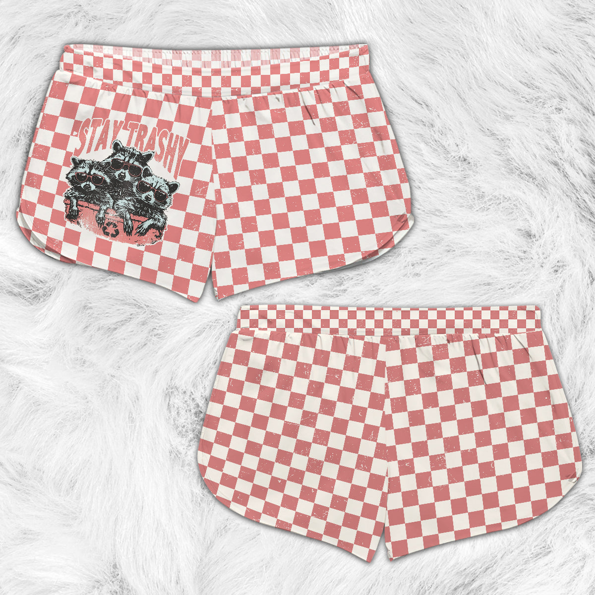 Bleib lässig – Personalisiertes Waschbär-Shirt und Damenshorts