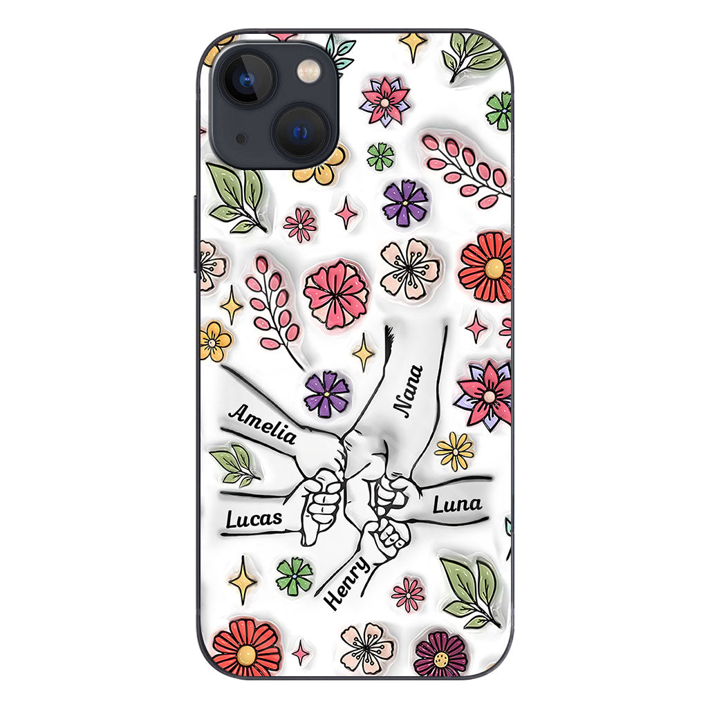 Spring Flower Holding Hands Nana Mom - Personalized Grandma Phone Case