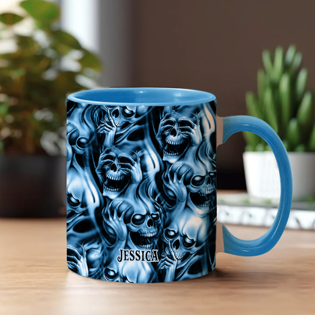 Nichts hören, nichts sagen, nichts sehen – personalisierte Tasse mit Totenkopf-Akzent