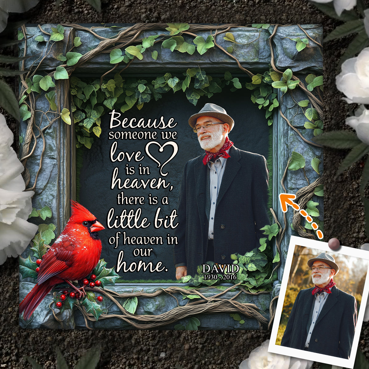 Du hast mir wunderschöne Erinnerungen hinterlassen – personalisierter Gedenkstein in quadratischer Form