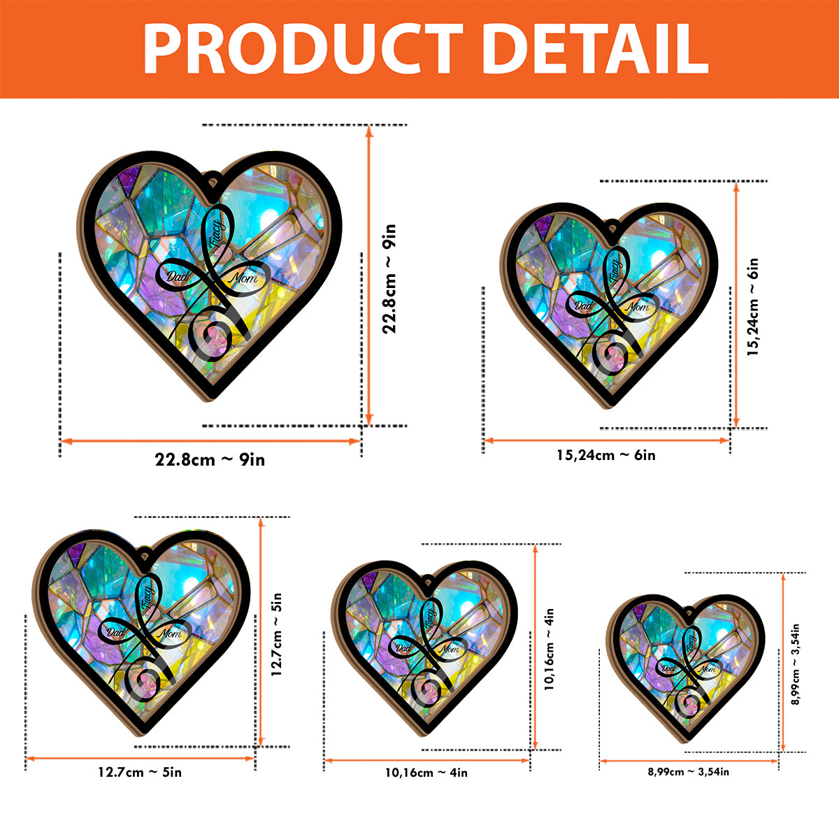 Bedingungslose Liebe – Personalisierter, zweilagiger Fensterhänger für die Familie