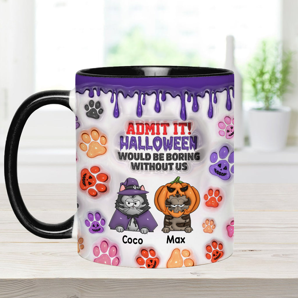 Halloween wäre ohne mich langweilig – personalisierte Tasse mit Katzenmotiv
