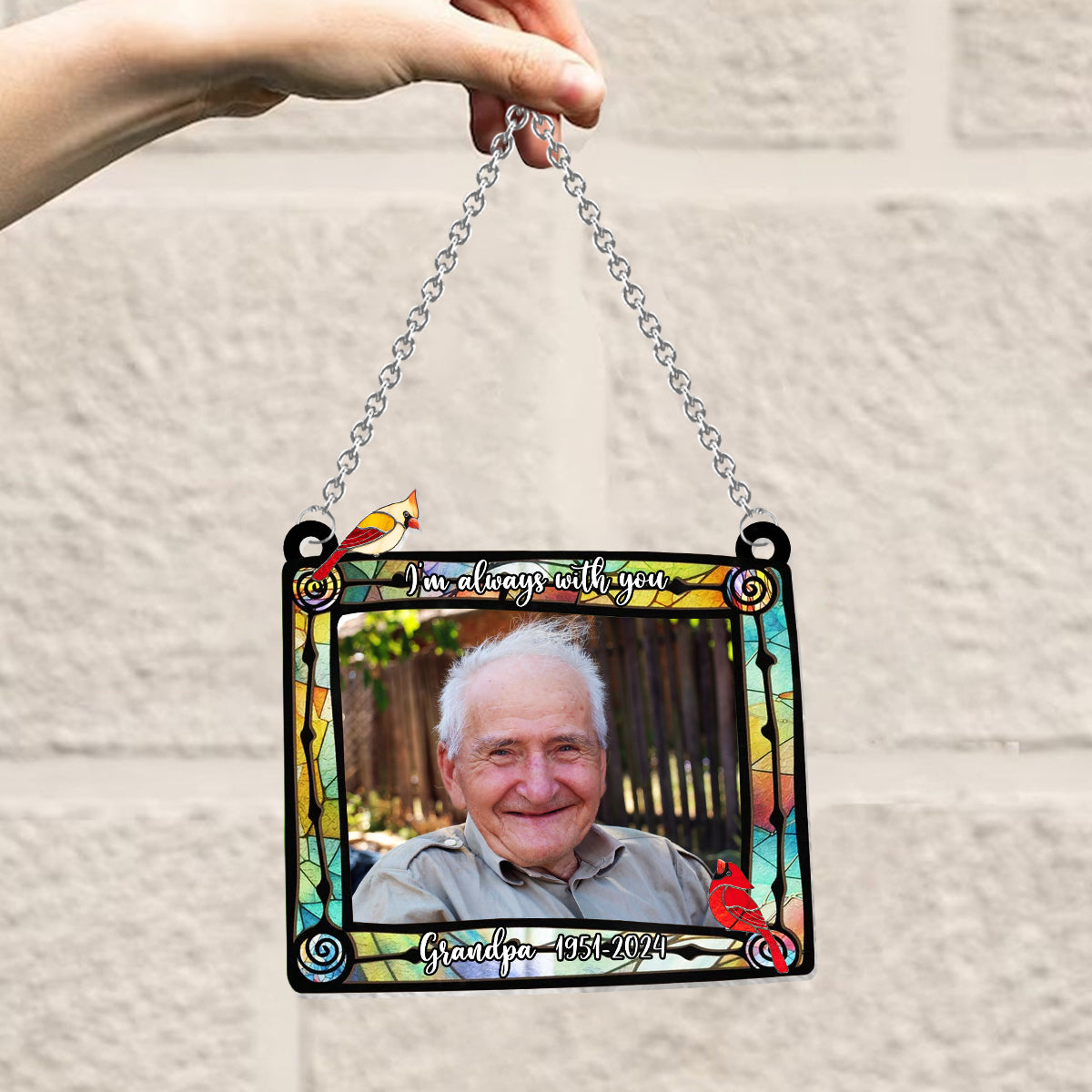 The Sky Looks Different In Loving Memory Cardinal - Personalized Memorial Window Hanging Suncatcher Ornament