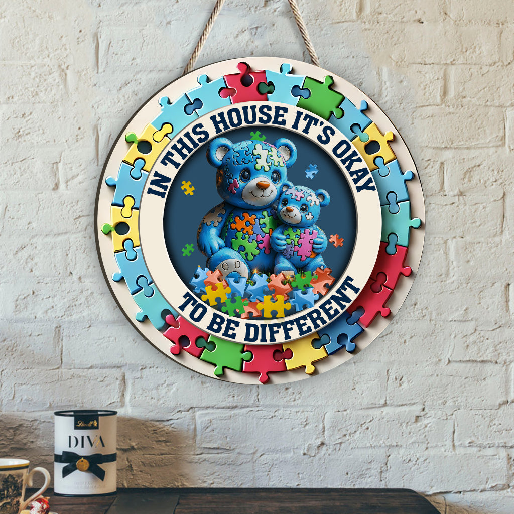 In diesem Haus ist Anderssein okay – Individuell geformtes Holzschild zur Sensibilisierung für Autismus