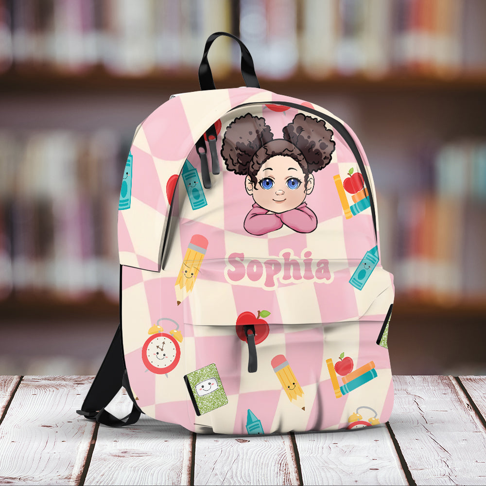 Welliges Karomuster – personalisierter Kinderrucksack für den Schulanfang