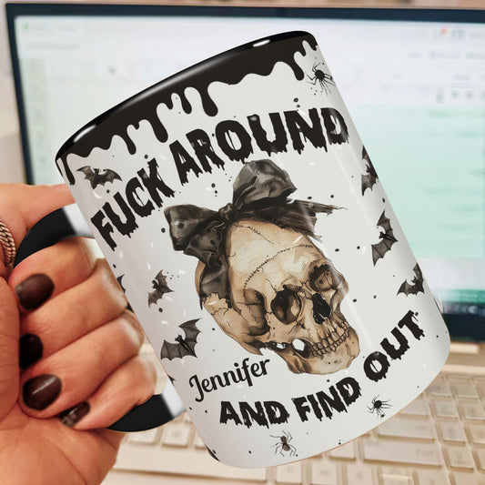 Verarsche es und finde es heraus – personalisierte Tasse mit Totenkopf-Akzent