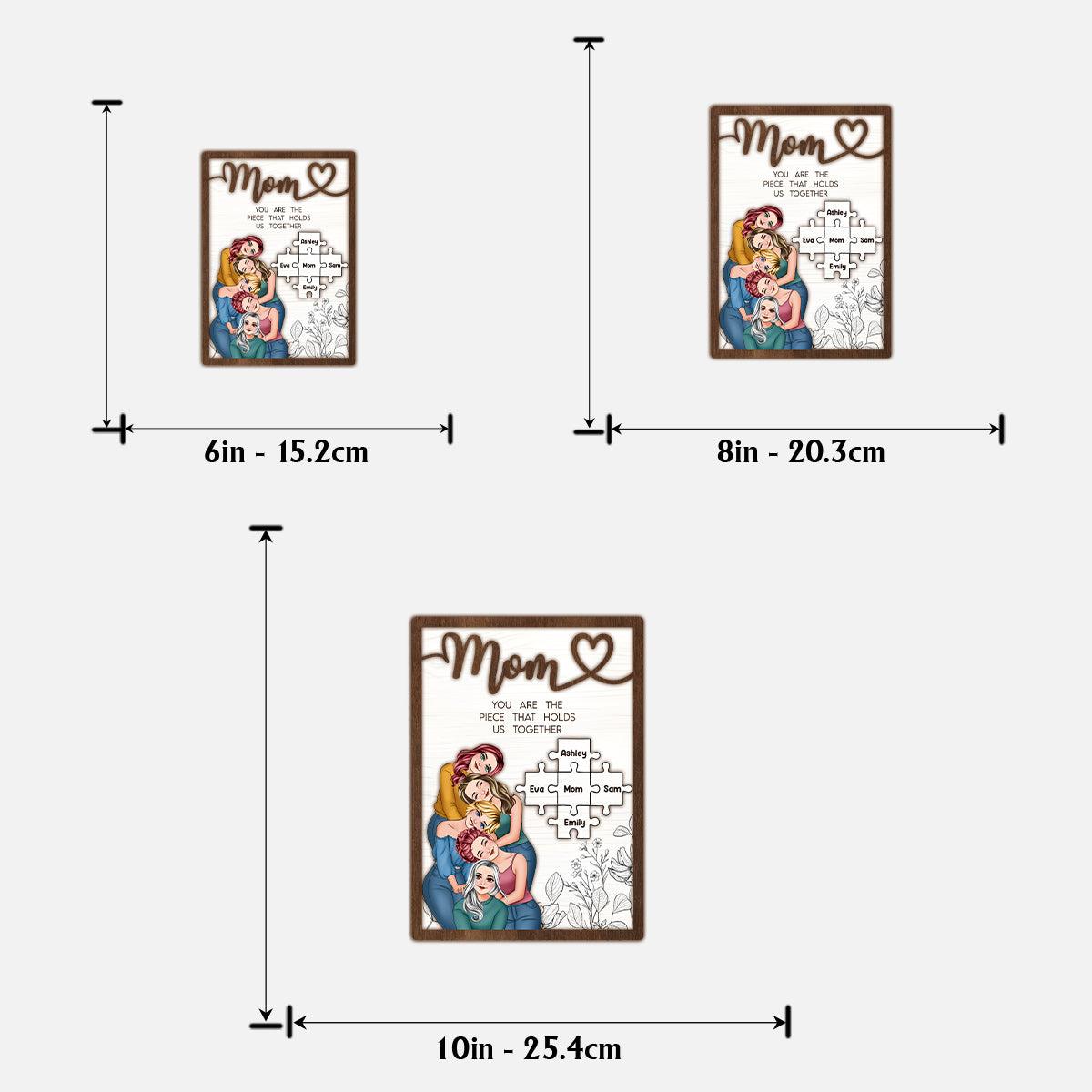 Mama, du bist das, was uns zusammenhält – Personalisiertes zweilagiges Holzschild/Holzplakette für Mama