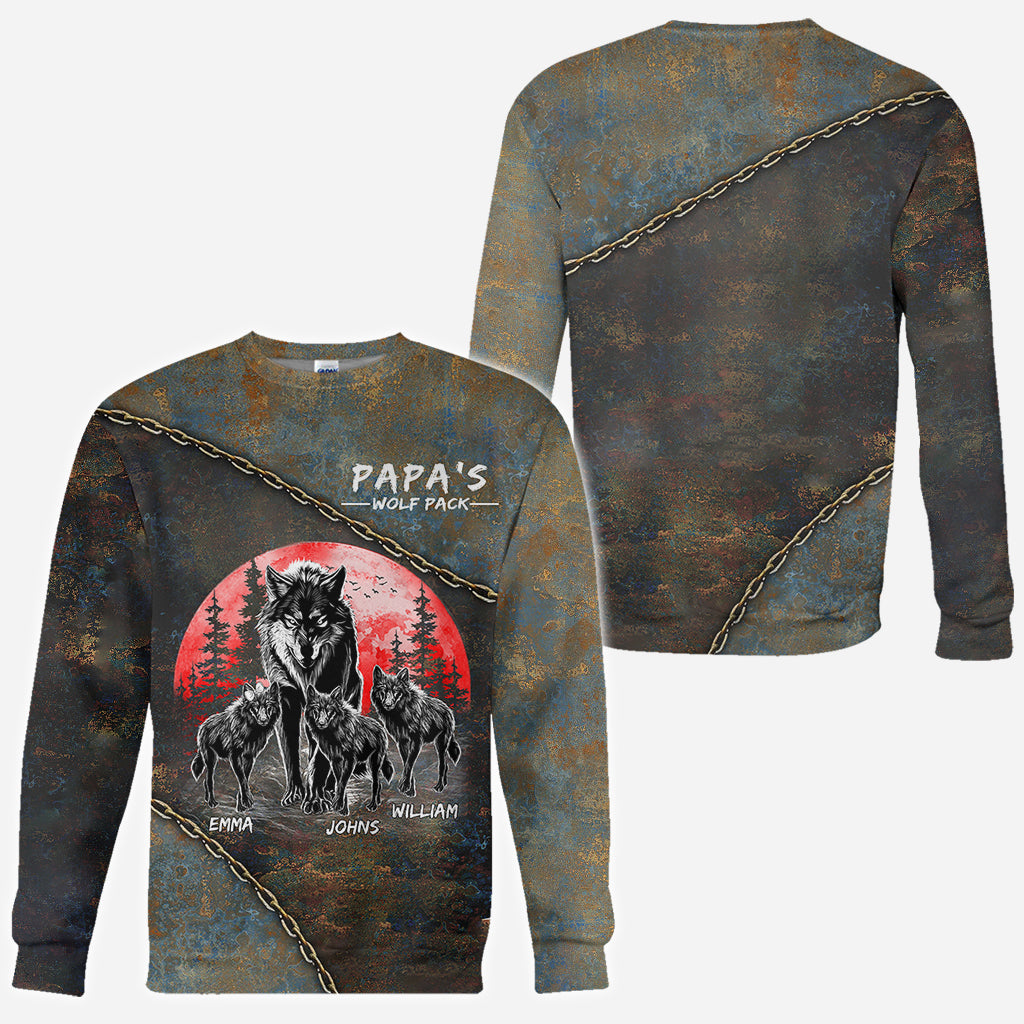 Papa Wolf Pack - Personalisiertes Vater-Shirt
