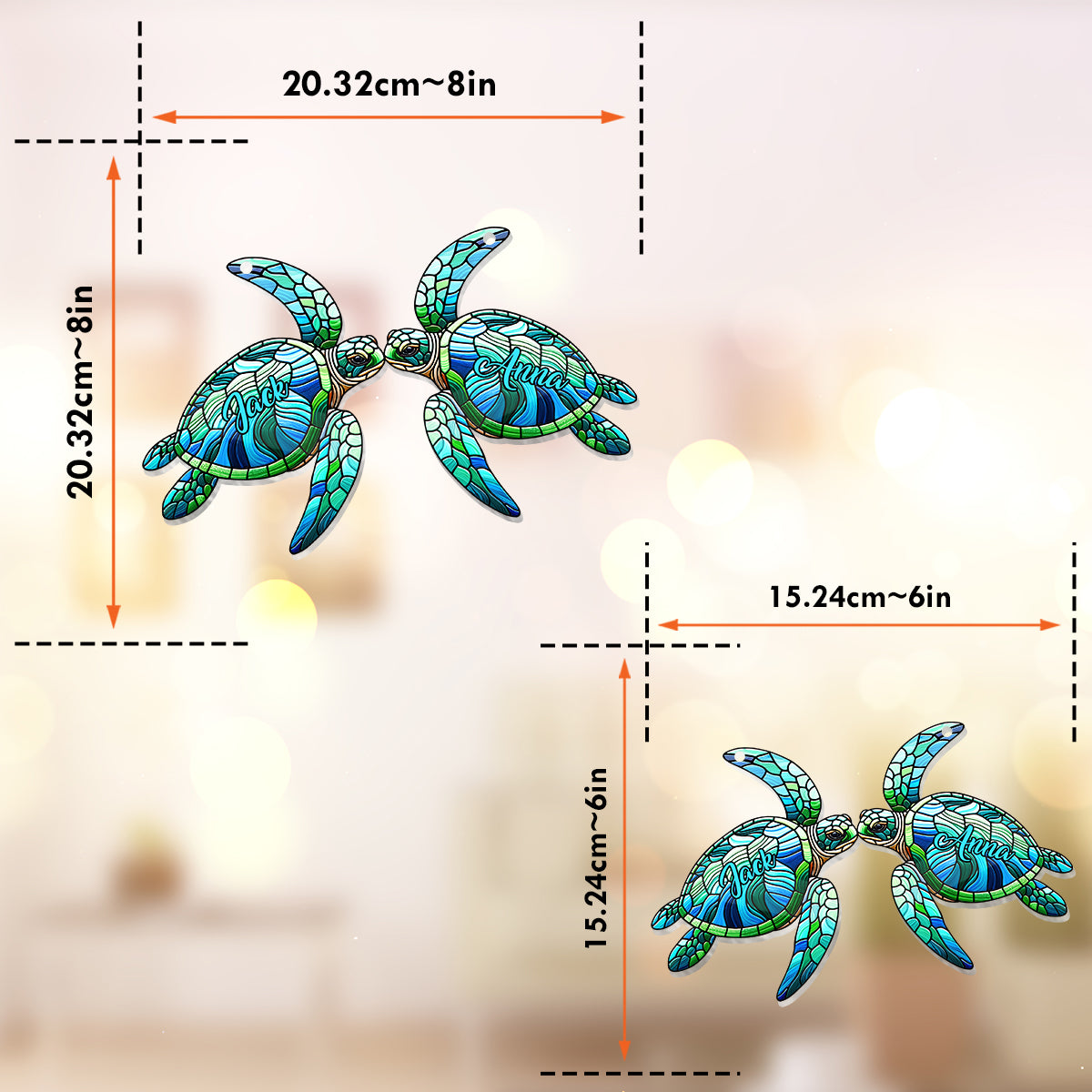 Turtle Couple - Personalized Turtle Window Hanging Suncatcher Ornament