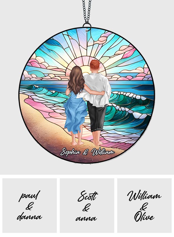 Romantic Sunrise - Personalized Couple Window Hanging Suncatcher Ornament