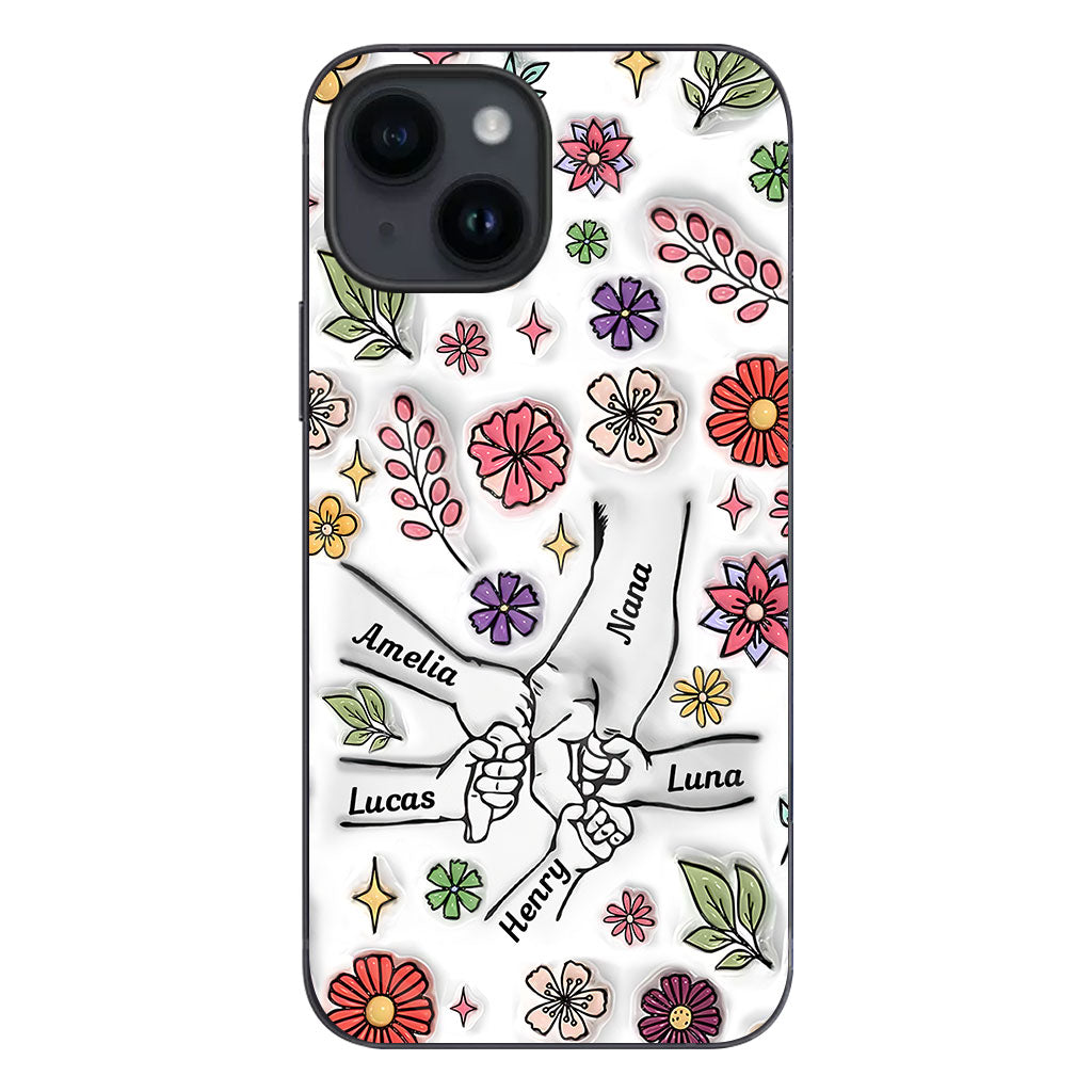 Spring Flower Holding Hands Nana Mom - Personalized Grandma Phone Case