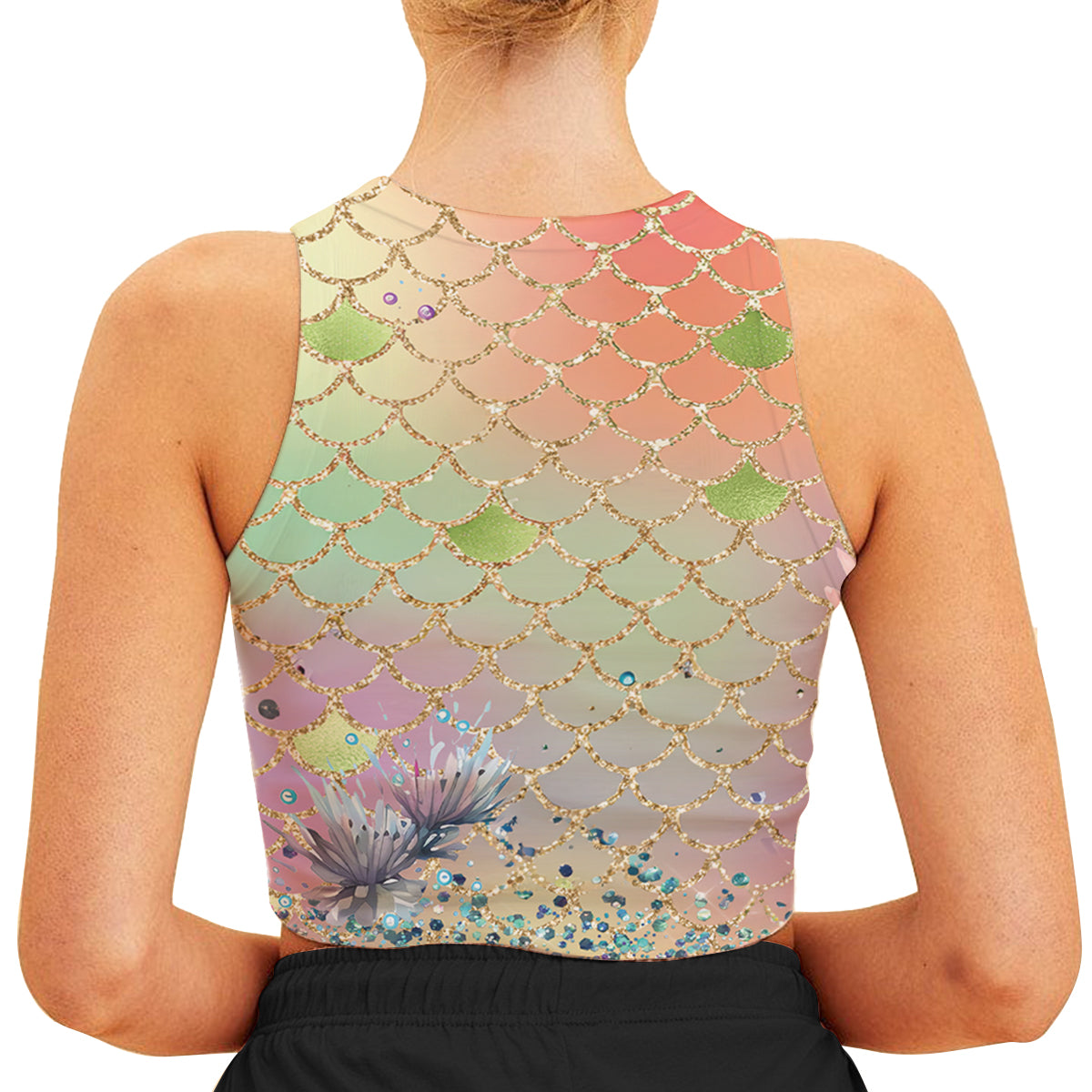 Salty Lil Beach Meerjungfrauenschuppen - Personalisiertes Schildkröten-Crop-Top