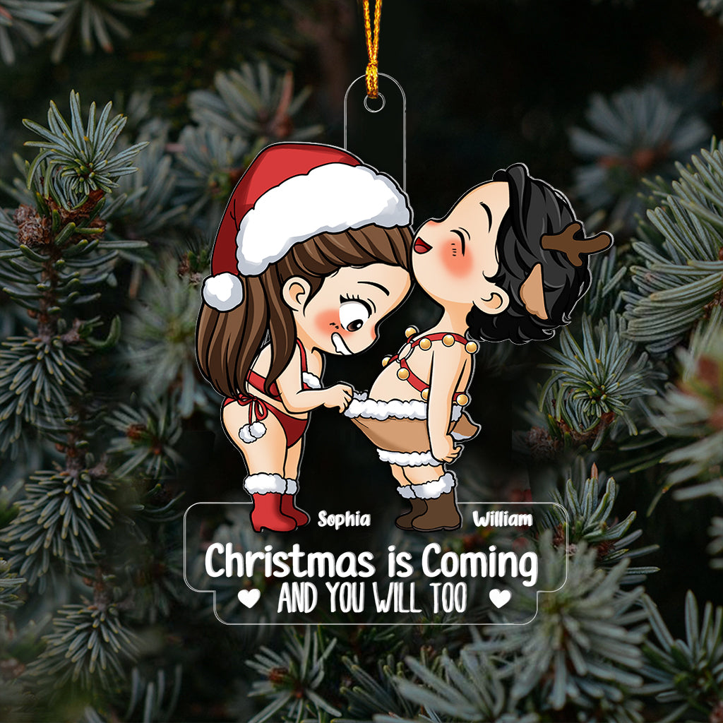 Funny Couple Christmas Gift - Personalized Couple Transparent Ornament