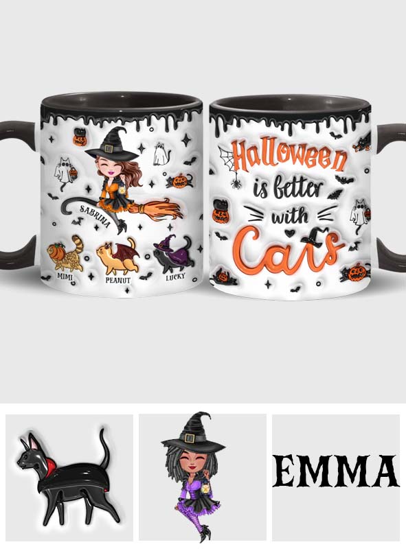 Halloween ist schöner mit einer Katze – Personalisierte Tasse mit Katzenmotiv