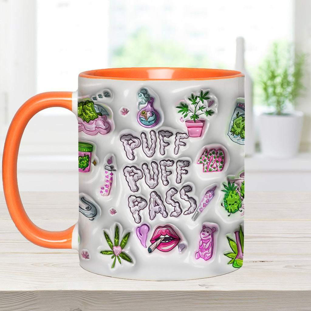 Puff Puff Pass Aufblasbarer 3D-Becher mit personalisiertem Weed-Motiv