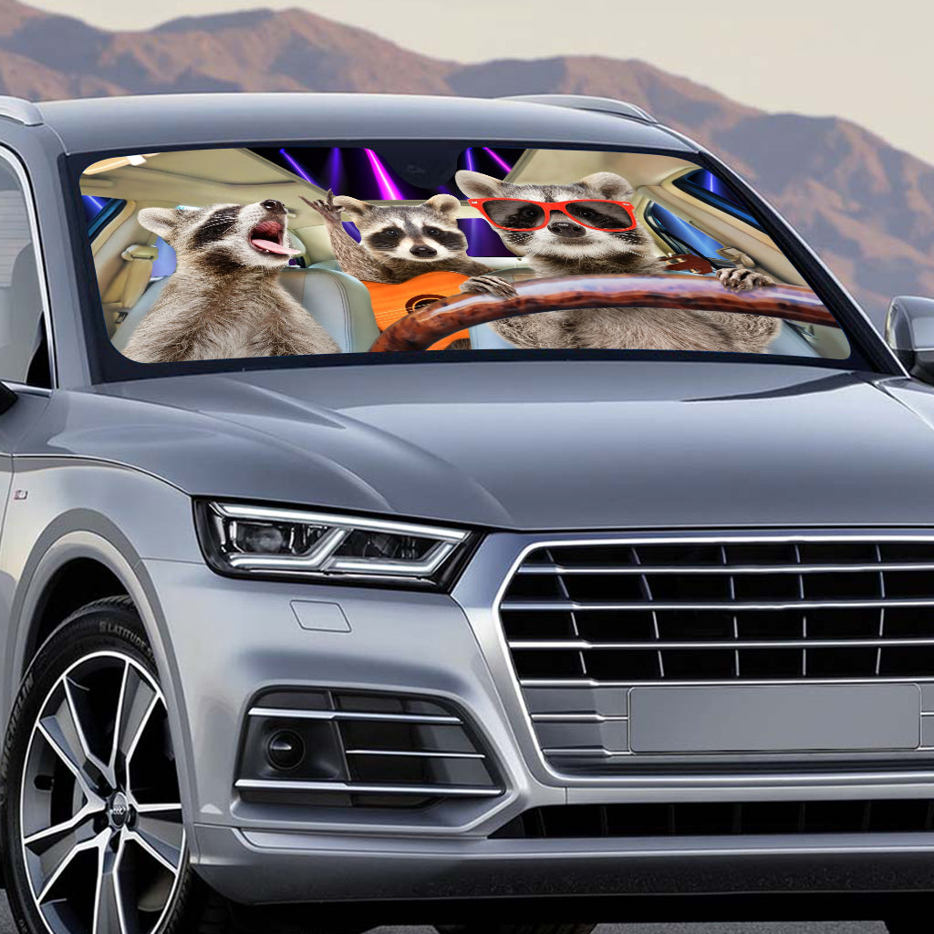 Drei lustige Waschbären-Tiere Windschutzscheibe - Personalisierte Waschbär-Auto-Sonnenblende