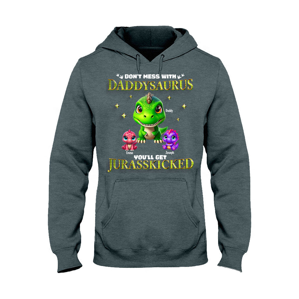 Daddysaurus Grandpasaurus 3D-Dinosaurier – Personalisiertes Vater-T-Shirt und Hoodie