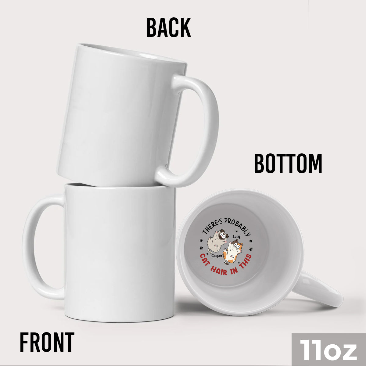 Da sind wahrscheinlich Katzenhaare drin – personalisierte Tasse mit versteckter Katzenbotschaft