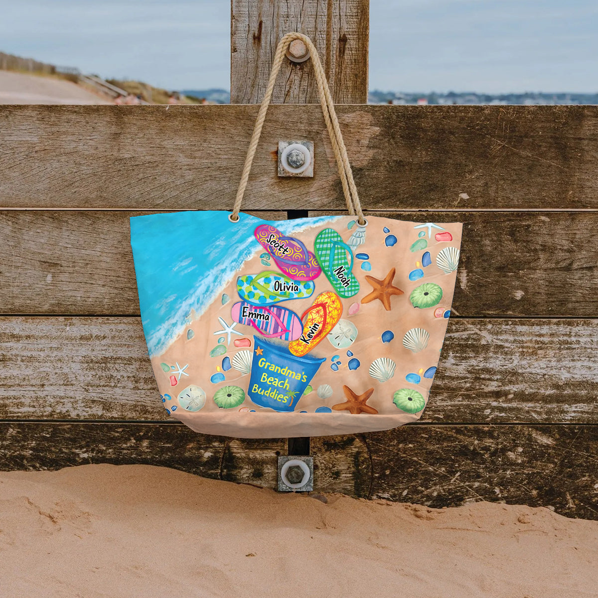 Omas Strandfreunde – Personalisierte Strandtasche für Oma