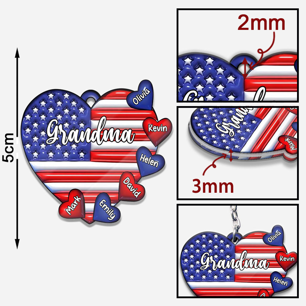 Oma & Enkelkinder Puffherz-Fähnchen – Personalisierter Oma-Schlüsselanhänger