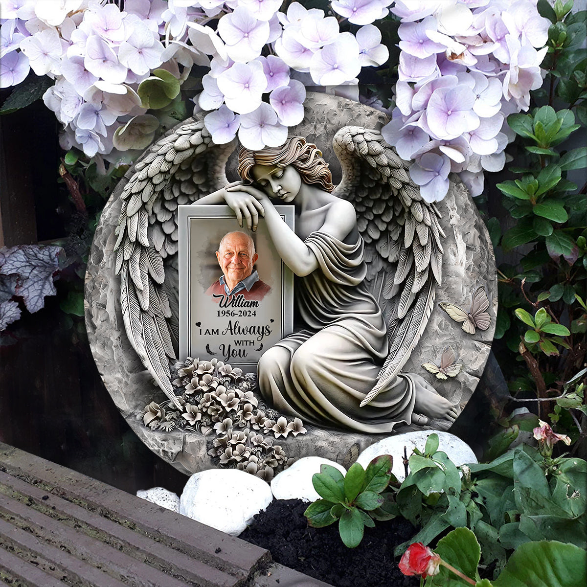 Ich bin immer bei dir – Personalisierter runder Gedenkstein