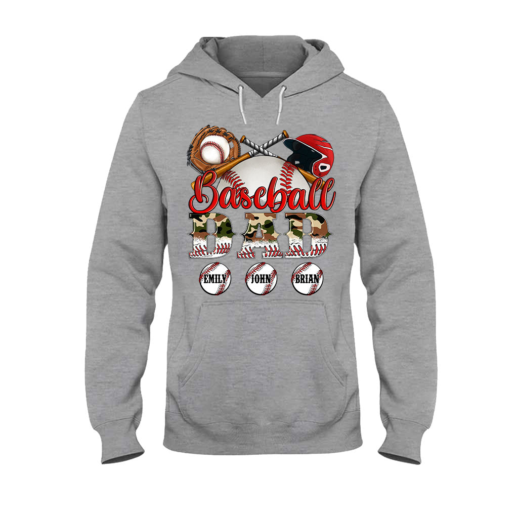 Bester Baseball-Papa aller Zeiten – Camouflage-Design – Personalisiertes Vater-T-Shirt und Hoodie