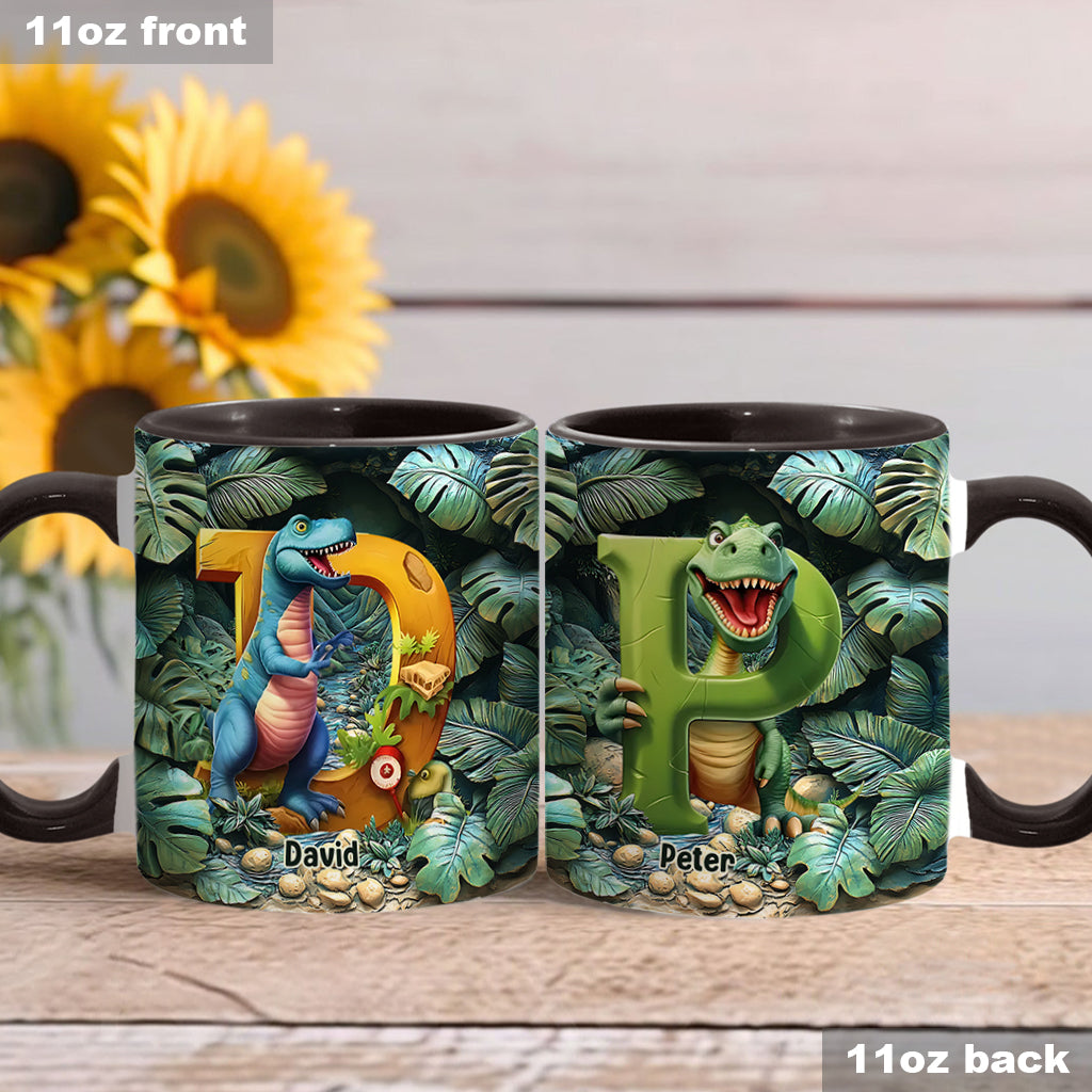 Dinosaurier-Buchstabe - Personalisierte Tasse mit Kinderakzent