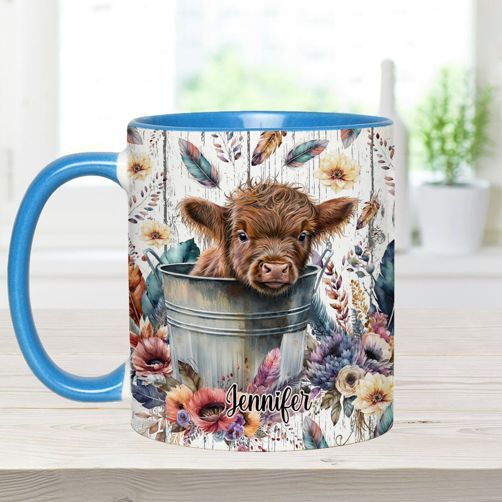 Baby Highland Cow Western Style - Personalisierter Akzentbecher