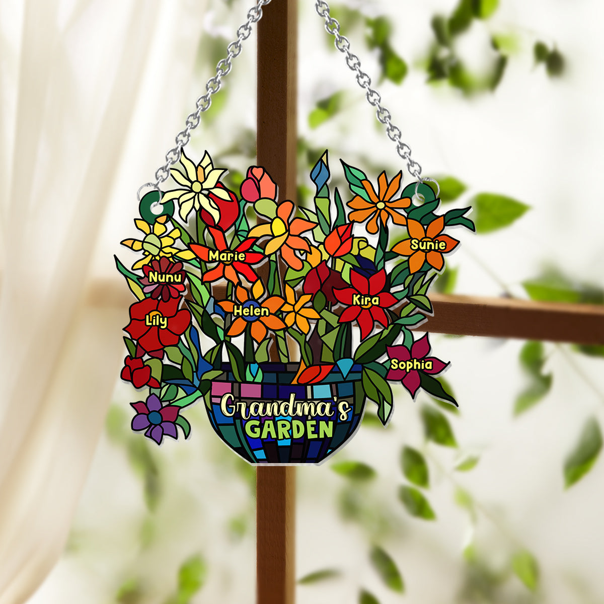 Omas Garten – Personalisierter Oma-Fensterhänger-Sonnenfänger 