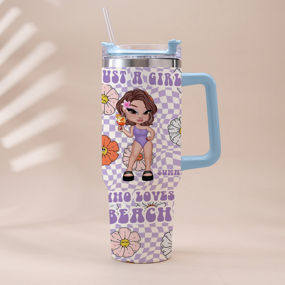 Feral Girl Summer - Personalized Sea Lover Tumbler With Handle