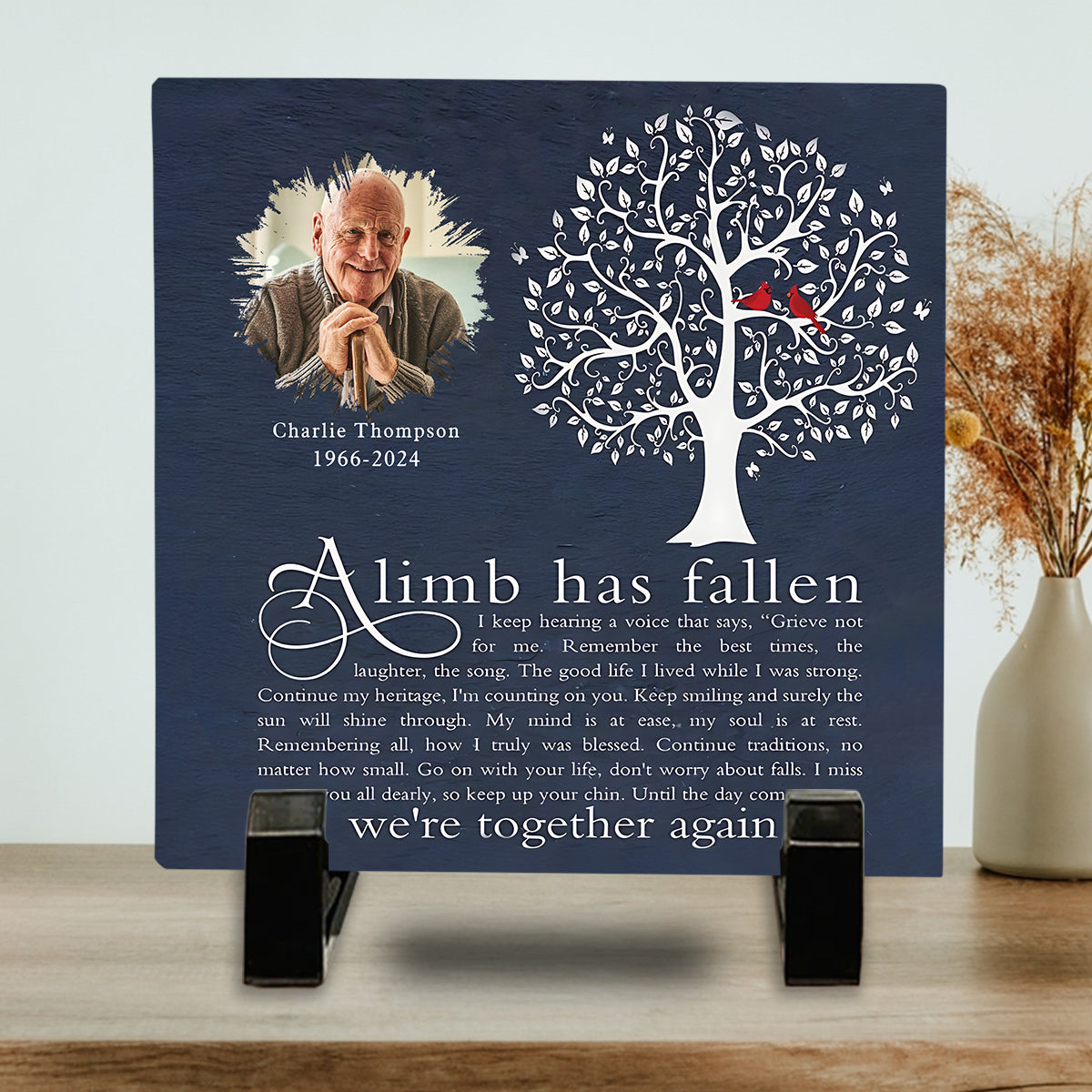 A Limb Has Fallen - Personalized Memorial Square Shaped Stone