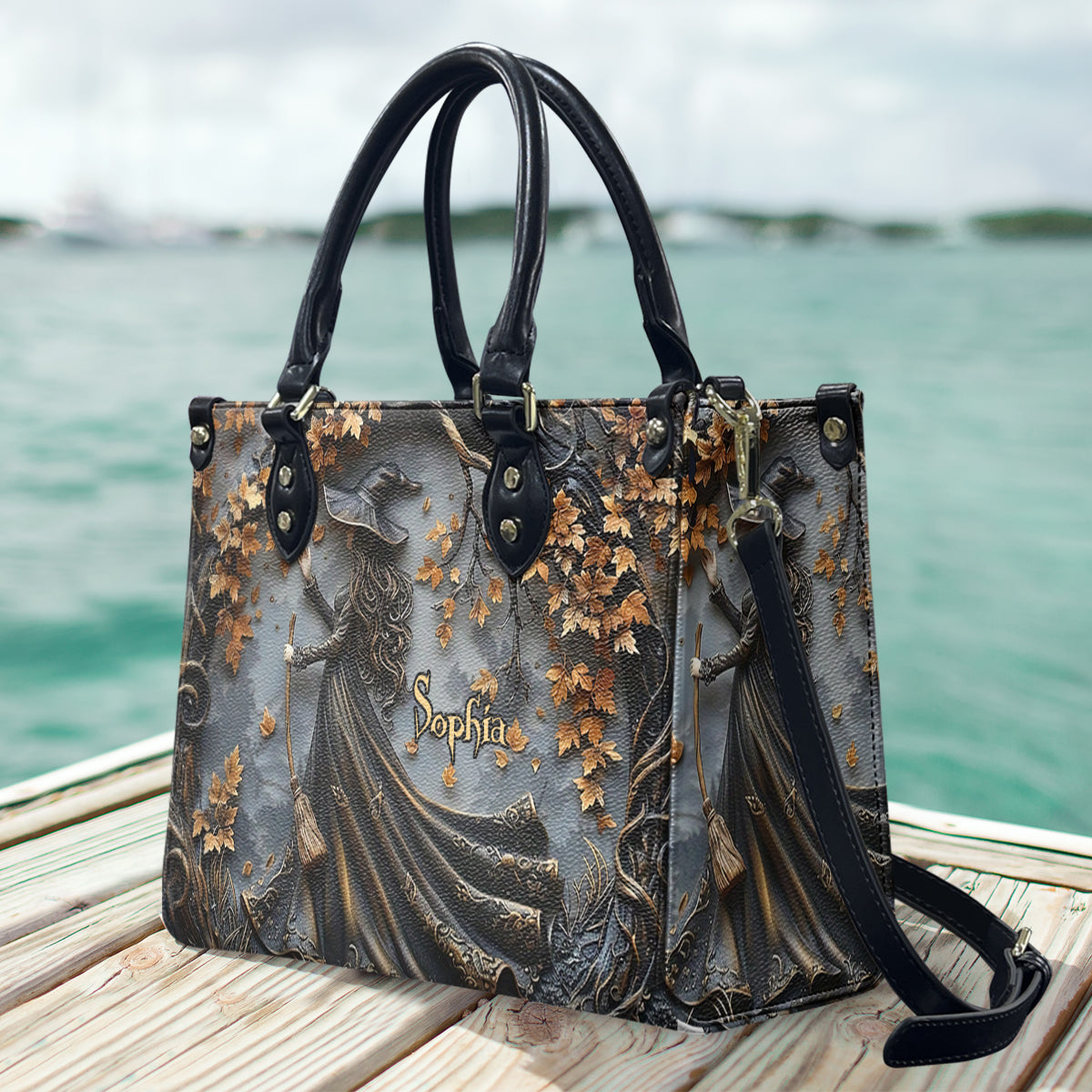 Wunderschöne Hexe – personalisierte Hexen-Lederhandtasche