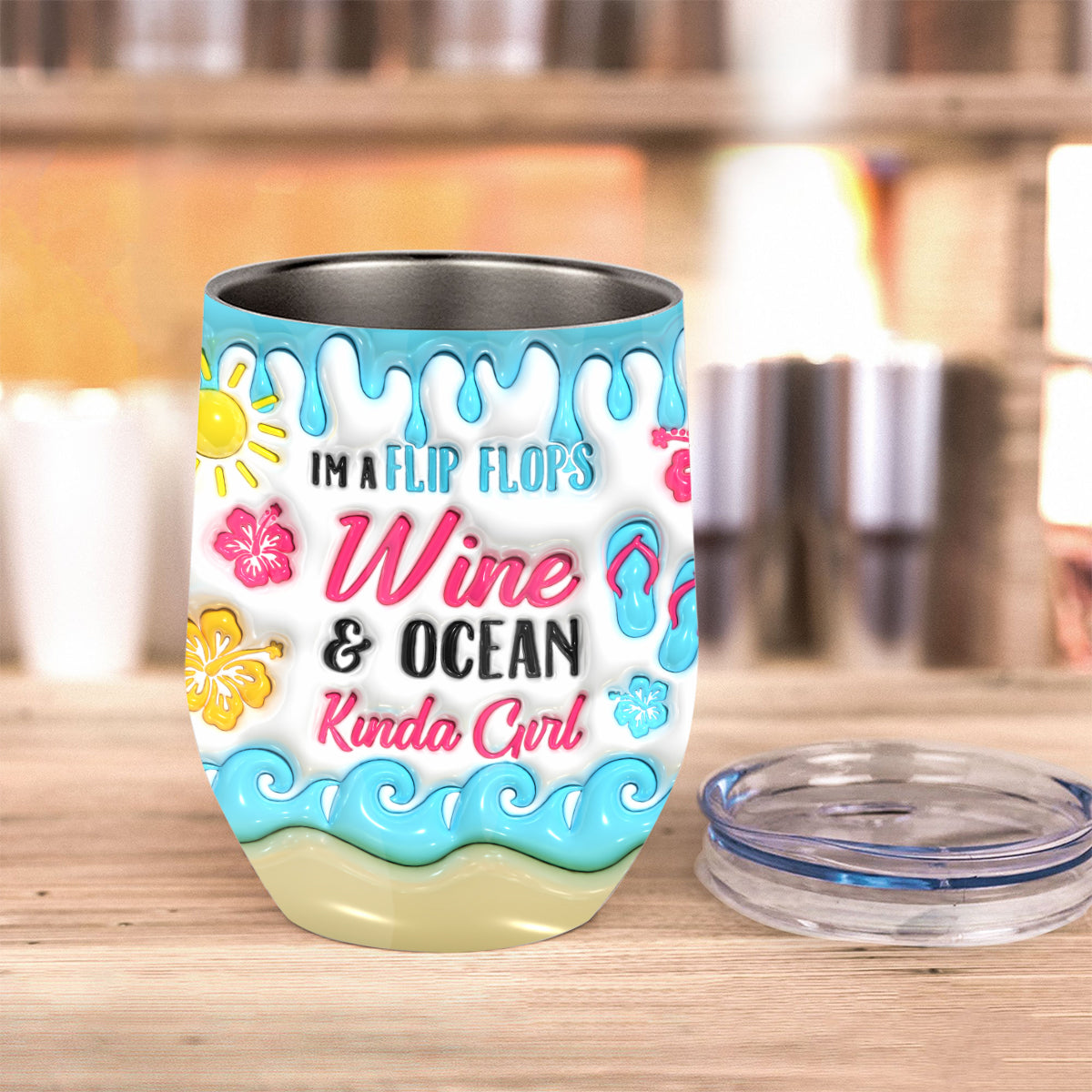 I'm A Flip Flop & Ocean Kinda Girl - Personalized Sea Lover Wine Tumbler