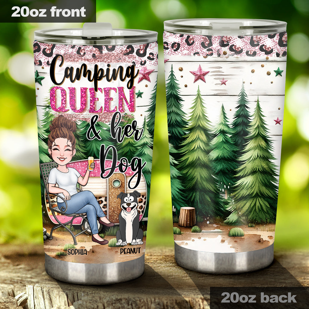 Glamping-Königin und ihre Hunde/Katzen... - Personalisierter Campingbecher