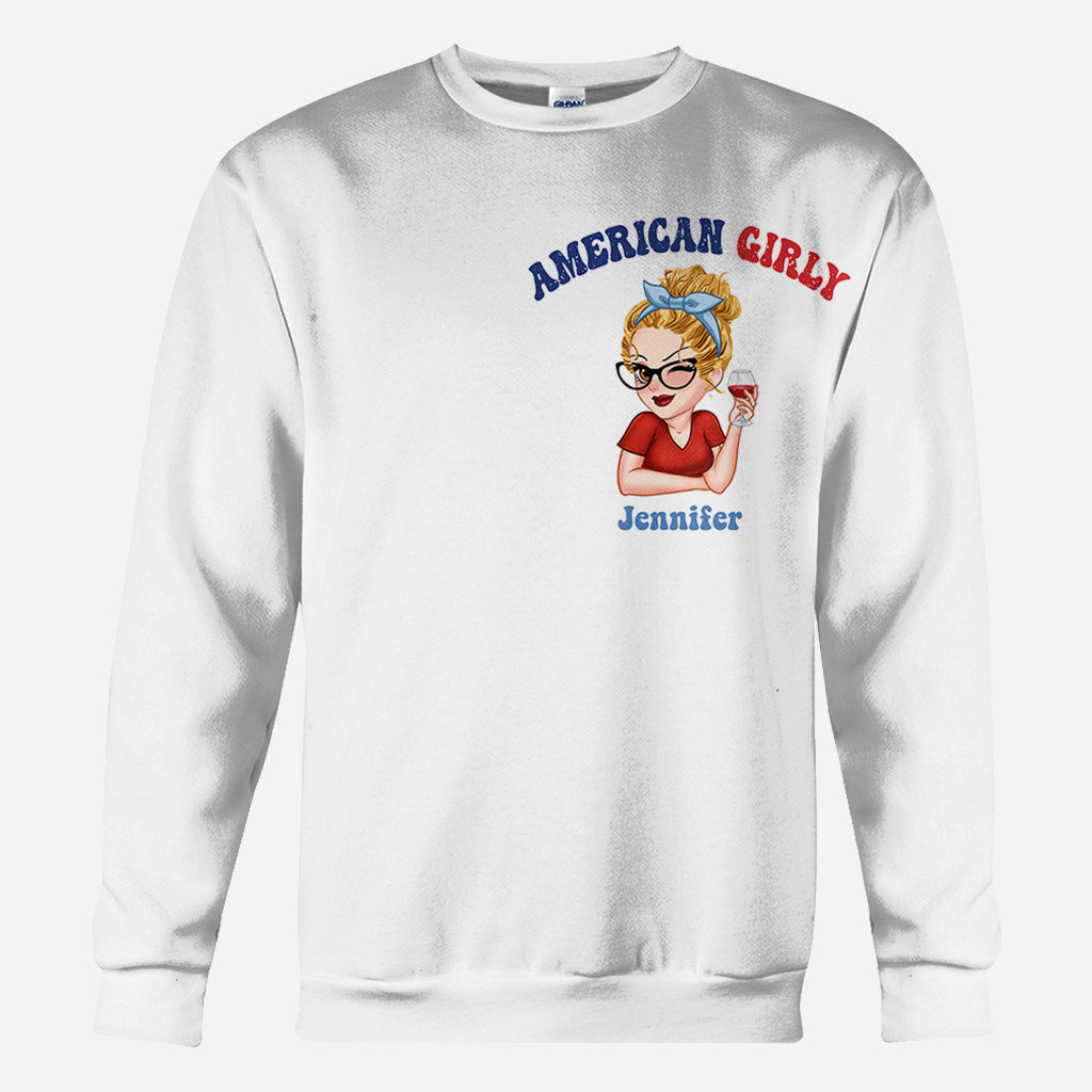 American Girly – Personalisiertes T-Shirt zum Unabhängigkeitstag/4. Juli