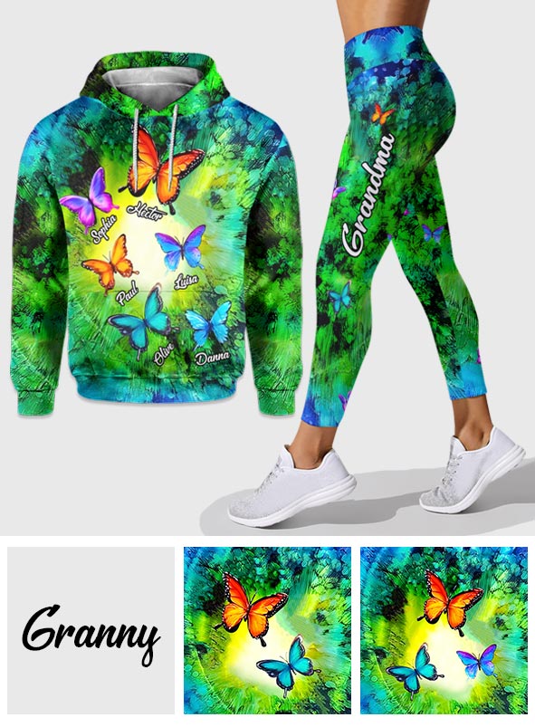 Liebe Oma sein – Wunderschöne Schmetterlinge – Personalisierter Oma-Hoodie und Leggings