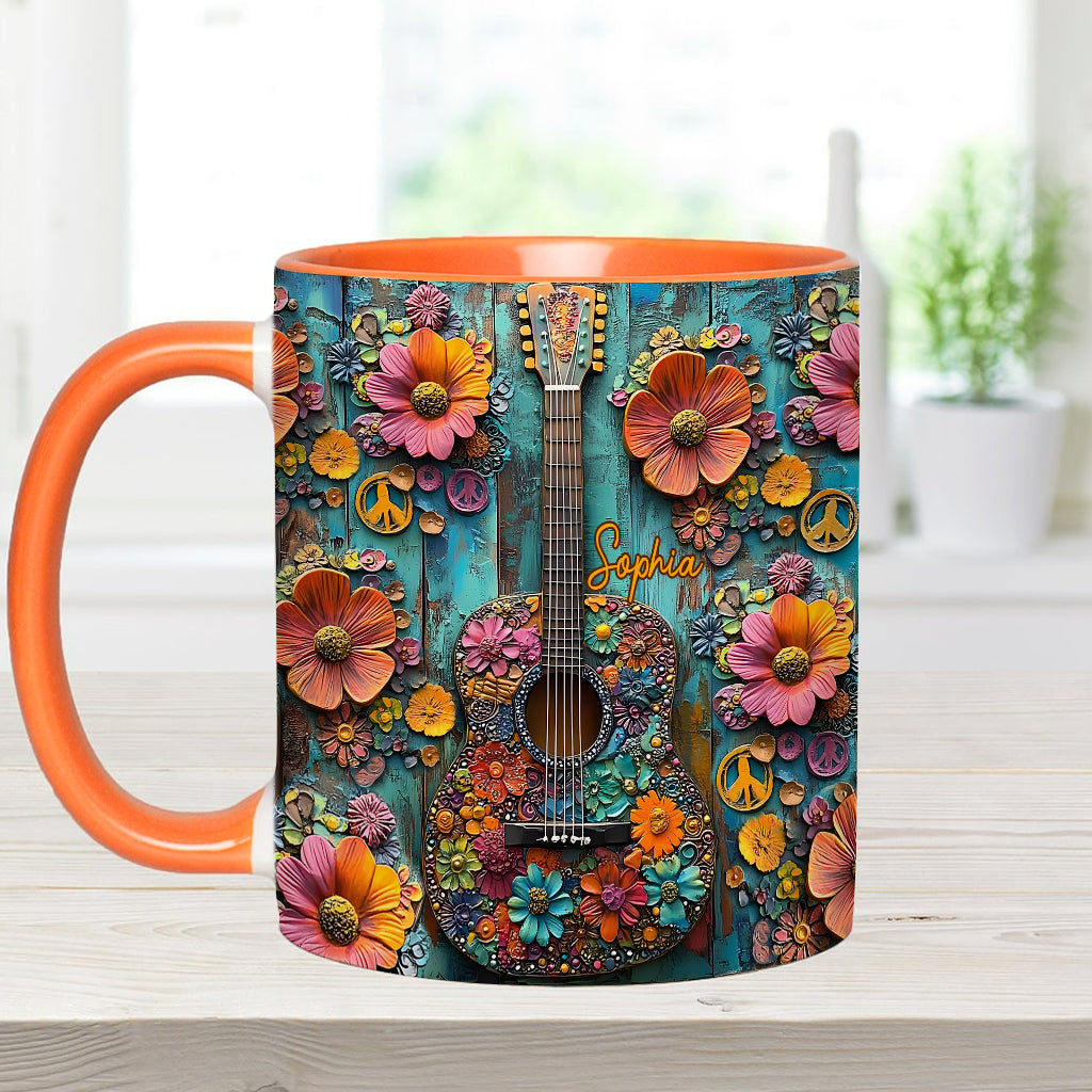 Vintage-Hippie-Gitarre – Personalisierter Hippie-Akzentbecher