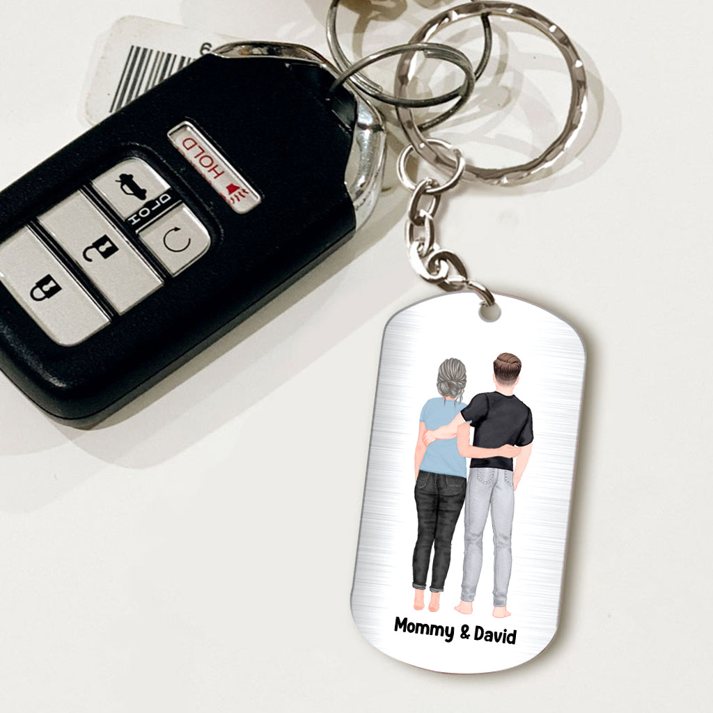 To My Son From Mom Dad Happy Father‘s Day Back View - Personalized Son Stainless Steel Keychain