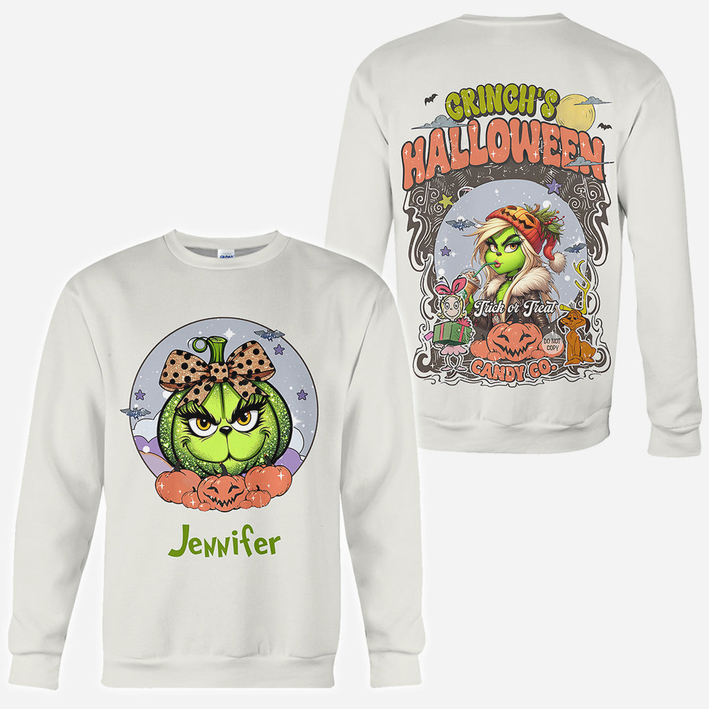 Grüne Kürbismama – Beliebiger Titel – Personalisiertes „Stole Christmas All Over“-Shirt