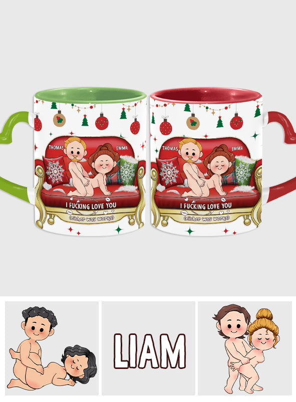 Ich liebe dich – Personalisierte Tasse mit Herzgriff für Paare