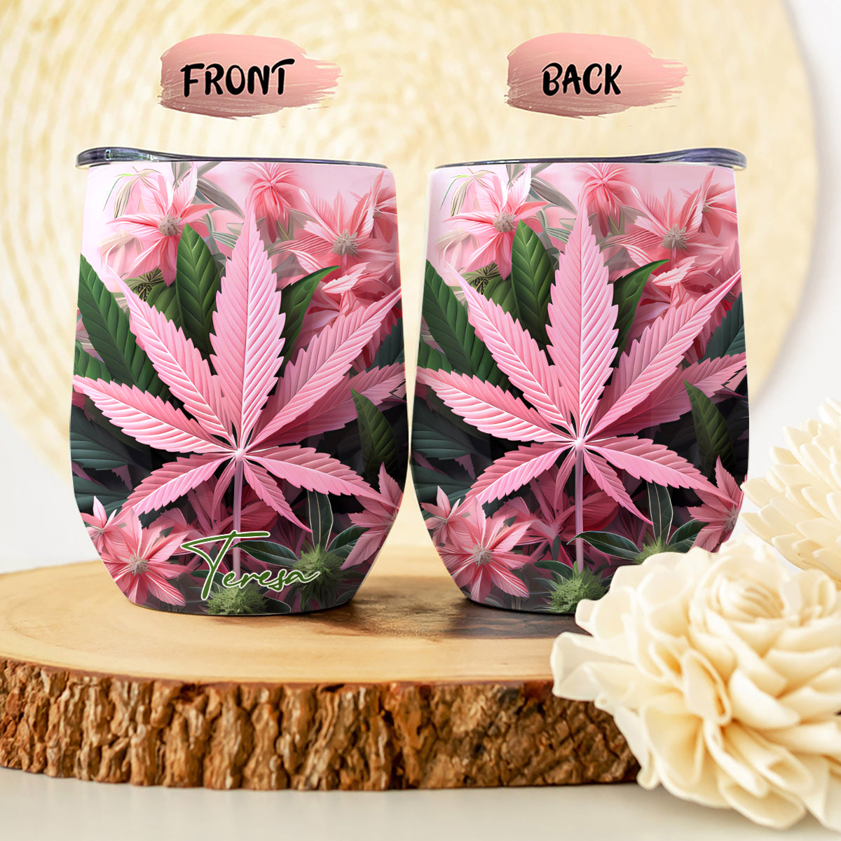 Hübsche kleine Kifferin – personalisierter Weed-Weinbecher