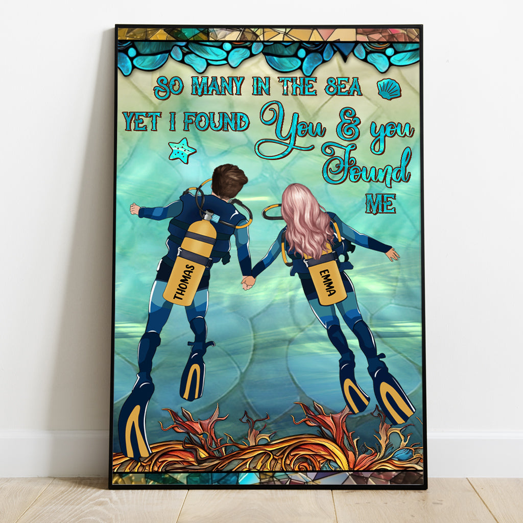 Du und ich und das Meer – Personalisierte Taucher-Leinwand und Poster