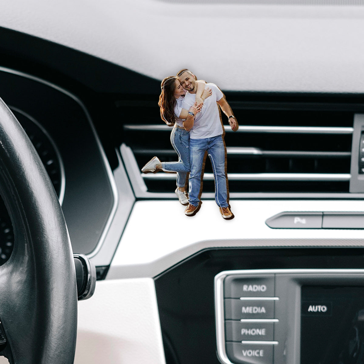 Ich liebe dich bis zum Mond und zurück – Personalisierter Auto-Sonnenblendenclip in Pärchenform