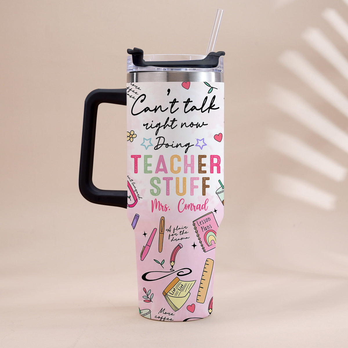 Teacher Stuff - Personalized Teacher Tumbler With Handle