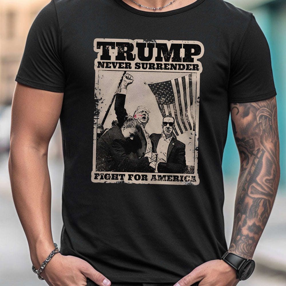 „Niemals aufgeben“-Shirt, „Kämpfe für Amerika“-T-Shirt, Retro-Rallye-Shirt & Hoodie