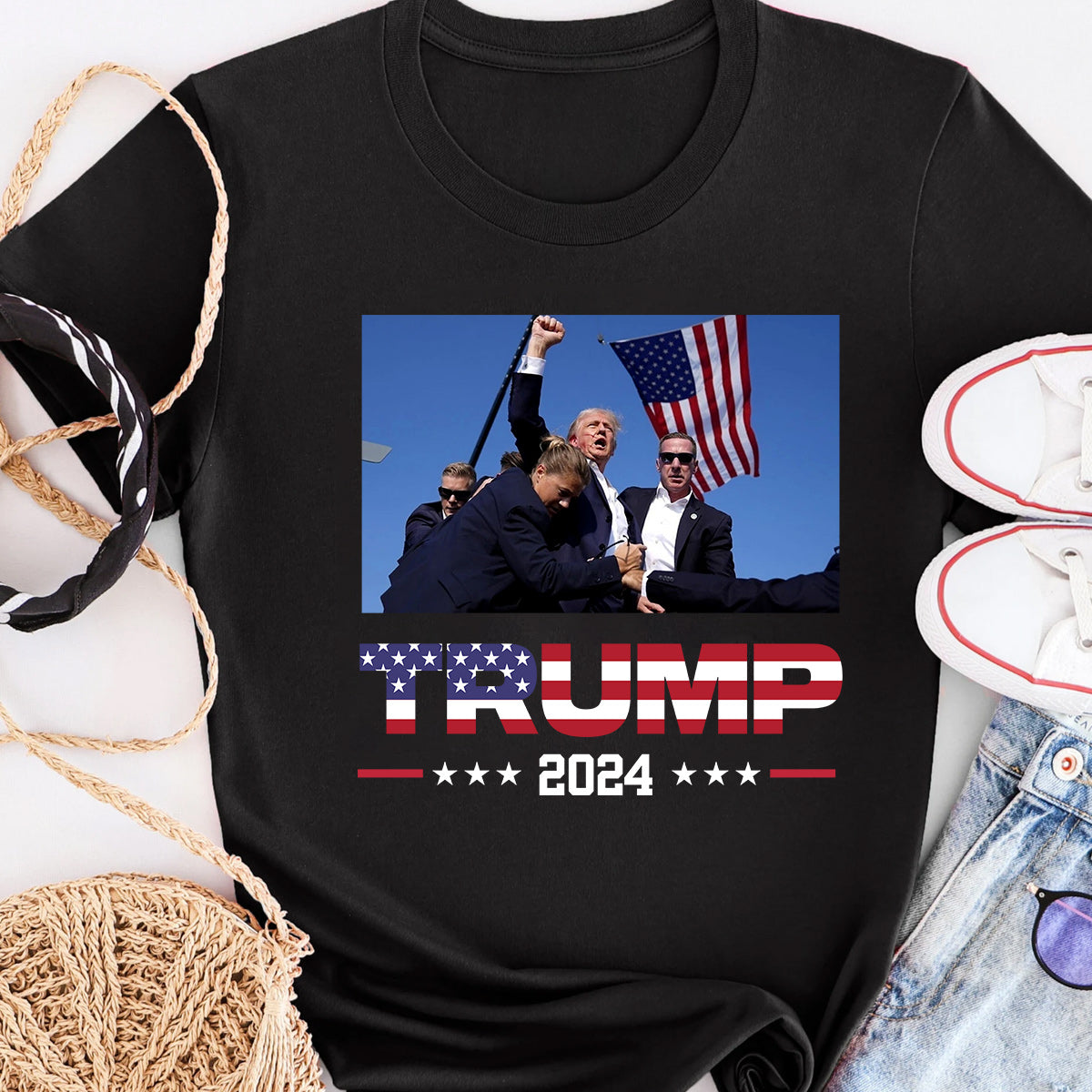 „Niemals aufgeben“-Shirt, „Kämpfe für Amerika“-T-Shirt, „Kundgebung 2024“-Shirt & Hoodie
