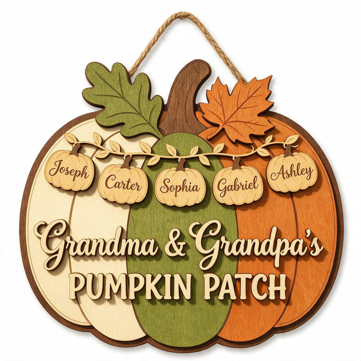 Grandma & Grandpa's Pumpkin Patch Personalized Wood Sign - Custom Grandkids Names Fall Decor Gift